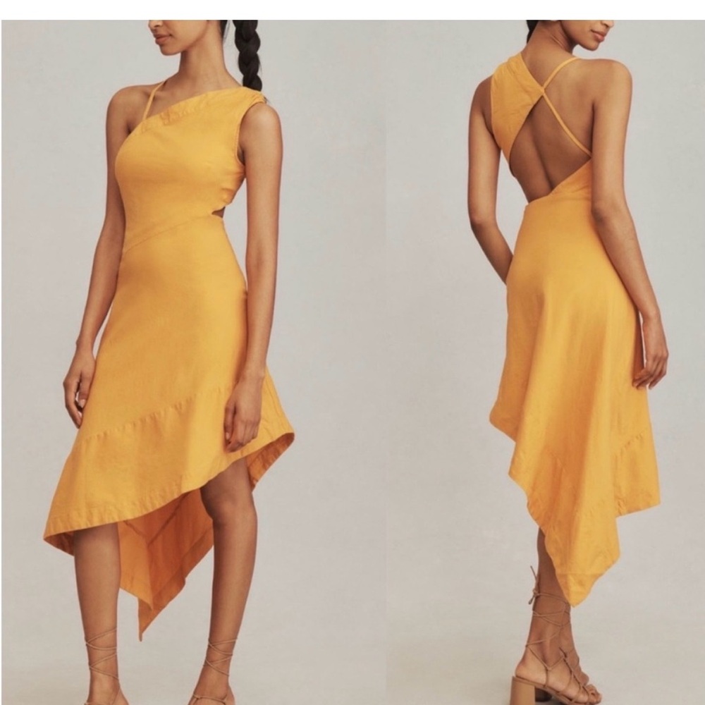 Asymmetrical One-Shoulder orange Dress